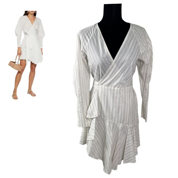 A.L.C. Dresses & Skirts - A.L.C. Enzo Striped Cotton-Blend Poplin Mini Wrap Dress Size 2